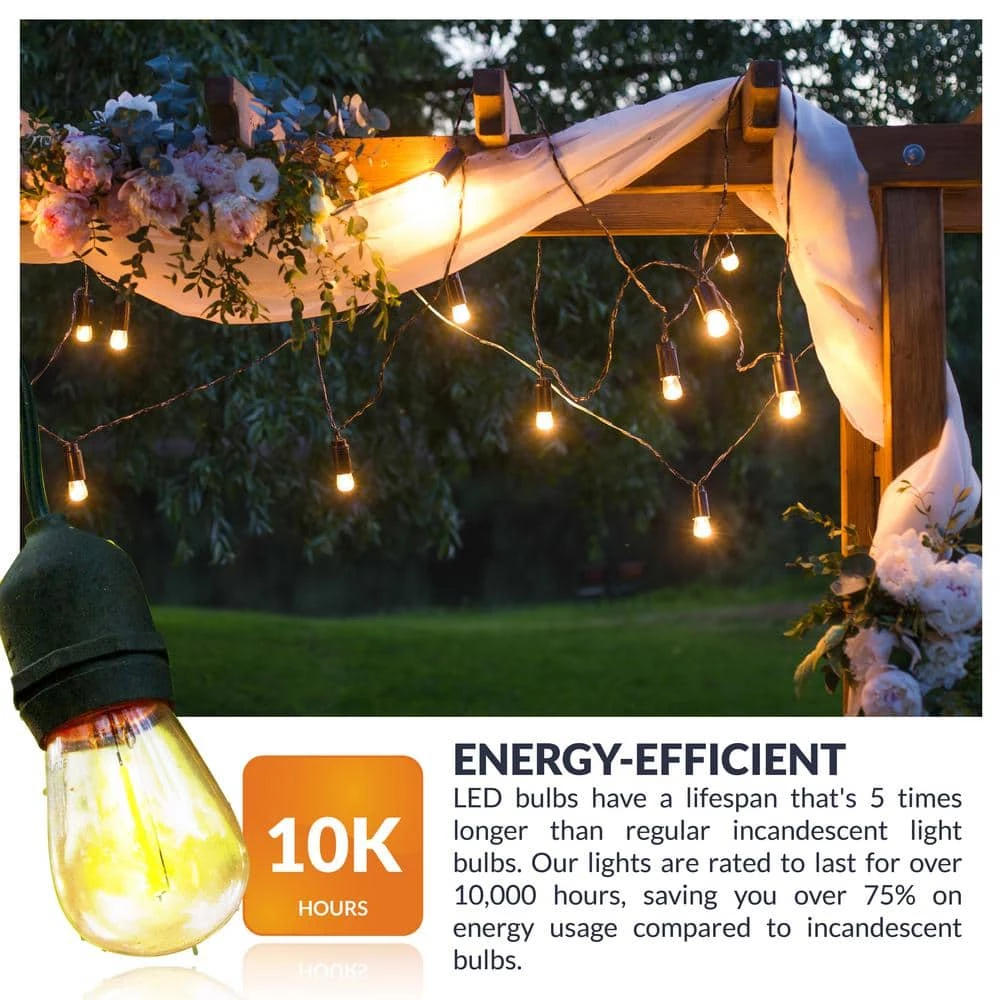 11-Watt Equivalent S14 LED Replacement String Light Bulbs Standard Base 2700K Warm White (18-Pack) by Newhouse Lighting 4 11-Watt Equivalent S14 LED Replacement String Light Bulbs Standard Base 2700K Warm White (18-Pack) by Newhouse Lighting - Image 2