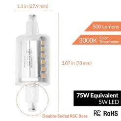 75-Watt Equivalent T3 LED Bulb Halogen Replacement Light Bulb, Double-Ended RSC Base, Non-Dimmable, Soft White (4-Pack) by Newhouse Lighting 9 75-Watt Equivalent T3 LED Bulb Halogen Replacement Light Bulb, Double-Ended RSC Base, Non-Dimmable, Soft White (4-Pack) by Newhouse Lighting -Heath Zenith Shop newhouse lighting led light bulbs t3 5075 4 4f 1000