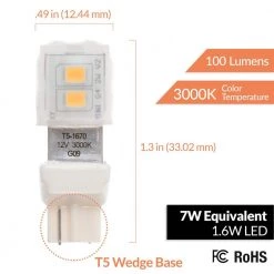 7-Watt Equivalent T5 LED Bulb Halogen Replacement Light Bulb, Wedge Base, Non-Dimmable, Soft White (4-Pack) by Newhouse Lighting 11 7-Watt Equivalent T5 LED Bulb Halogen Replacement Light Bulb, Wedge Base, Non-Dimmable, Soft White (4-Pack) by Newhouse Lighting -Heath Zenith Shop newhouse lighting led light bulbs t5 1670 4 1f 1000