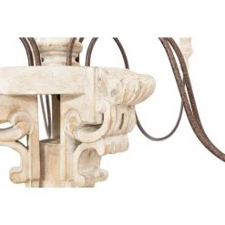 6-Light Off-White Wood and Metal Chandelier by 3R Studios -Heath Zenith Shop off white 3r studios chandeliers ec0267 44 1000