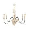 6-Light Off-White Wood and Metal Chandelier by 3R Studios