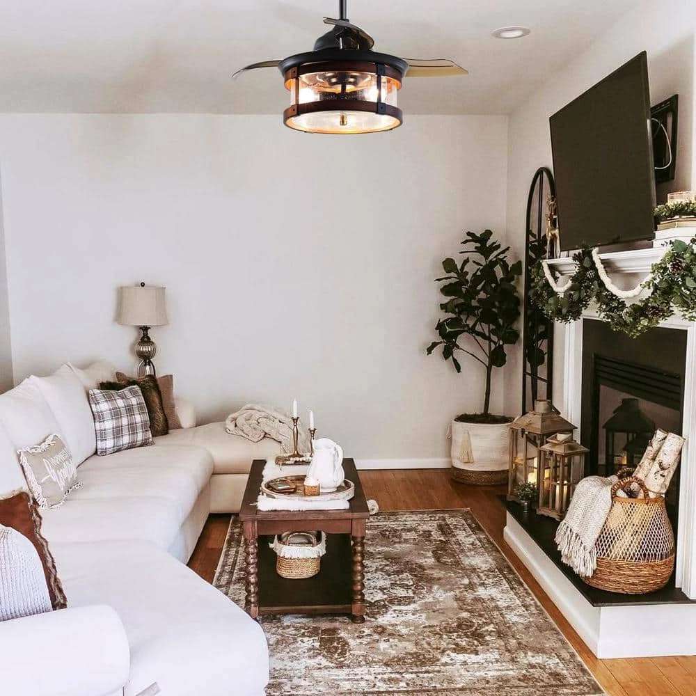 36 in. LED Indoor Oil Rubbed Bronze Retractable Ceiling Fan with Light and Remote Control by matrix decor 4 36 in. LED Indoor Oil Rubbed Bronze Retractable Ceiling Fan with Light and Remote Control by matrix decor - Image 2