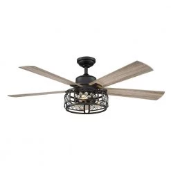 52 in. Indoor Oil Rubbed Bronze Ceiling Fan with Remote Control by matrix decor