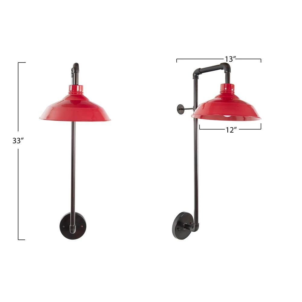 Red Wall Sconce with Round Shade by 3R Studios 4 Red Wall Sconce with Round Shade by 3R Studios - Image 2