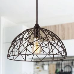 1-light Rustic Iron Dome Pendant by matrix decor 19 1-light Rustic Iron Dome Pendant by matrix decor -Heath Zenith Shop rustic iron finish matrix decor chandeliers md d2263110v 4f 1000