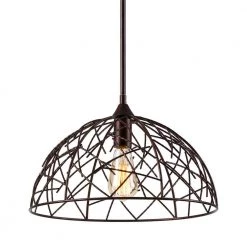 1-light Rustic Iron Dome Pendant by matrix decor