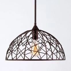 1-light Rustic Iron Dome Pendant by matrix decor 22 1-light Rustic Iron Dome Pendant by matrix decor -Heath Zenith Shop rustic iron finish matrix decor chandeliers md d2263110v fa 1000