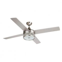 52 in. Satin Nickel Downrod Mount Crystal Chandelier Ceiling Fan with Light Kit and Remote Control by matrix decor -Heath Zenith Shop satin nickel matrix decor ceiling fans with lights md f6209110v c3 1000