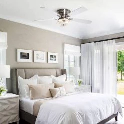 48 in. Satin Nickel Flush Mount Crystal Ceiling Fan with-Light and Remote Control by matrix decor -Heath Zenith Shop satin nickel matrix decor ceiling fans with lights md f6230110v 31 1000