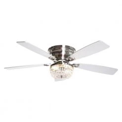 48 in. Satin Nickel Flush Mount Crystal Ceiling Fan with-Light and Remote Control by matrix decor -Heath Zenith Shop satin nickel matrix decor ceiling fans with lights md f6230110v 4f 1000
