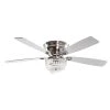 48 in. Satin Nickel Flush Mount Crystal Ceiling Fan with-Light and Remote Control by matrix decor