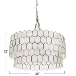 20 in. 2-Tier 1 Ceiling Light Matte Silver Capiz Honeycomb Round Finished Metal Chandelier Style by 3R Studios 14 20 in. 2-Tier 1 Ceiling Light Matte Silver Capiz Honeycomb Round Finished Metal Chandelier Style by 3R Studios -Heath Zenith Shop silver 3r studios chandeliers ec0913 fa 1000