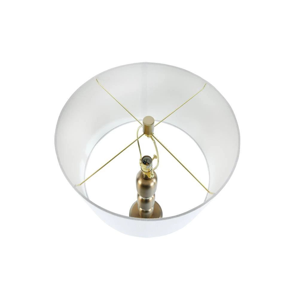 32.75 in. Gold Metal and Glass Table Lamp with Linen Shade by 3R Studios 8 32.75 in. Gold Metal and Glass Table Lamp with Linen Shade by 3R Studios - Image 6