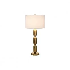 32.75 in. Gold Metal and Glass Table Lamp with Linen Shade by 3R Studios 13 32.75 in. Gold Metal and Glass Table Lamp with Linen Shade by 3R Studios -Heath Zenith Shop silver 3r studios table lamps ec0340 4f 1000