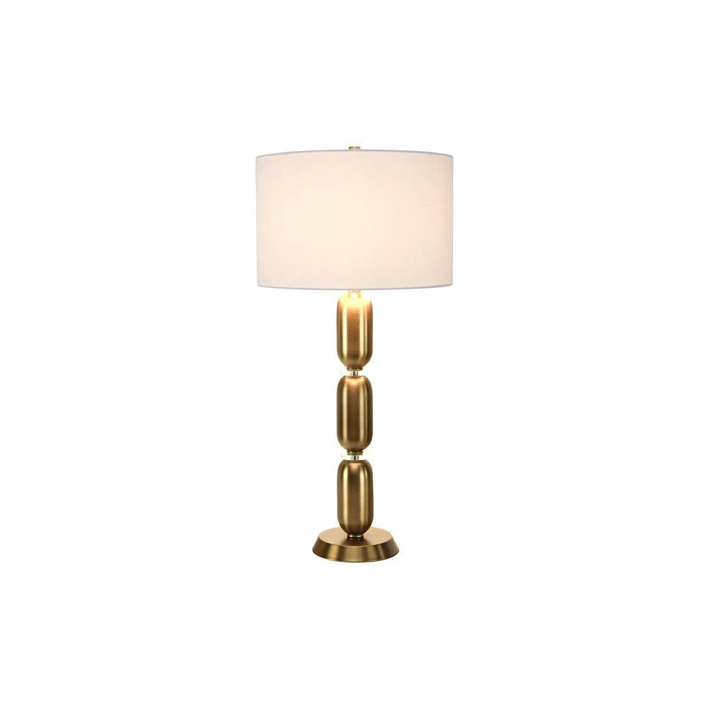 32.75 in. Gold Metal and Glass Table Lamp with Linen Shade by 3R Studios 6 32.75 in. Gold Metal and Glass Table Lamp with Linen Shade by 3R Studios - Image 4
