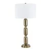 32.75 in. Gold Metal and Glass Table Lamp with Linen Shade by 3R Studios