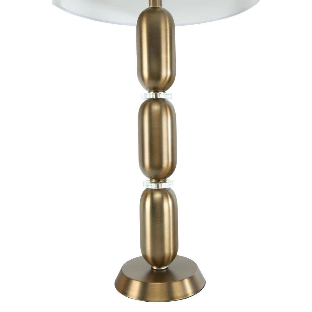 32.75 in. Gold Metal and Glass Table Lamp with Linen Shade by 3R Studios 10 32.75 in. Gold Metal and Glass Table Lamp with Linen Shade by 3R Studios - Image 8