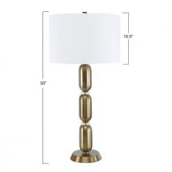 32.75 in. Gold Metal and Glass Table Lamp with Linen Shade by 3R Studios 12 32.75 in. Gold Metal and Glass Table Lamp with Linen Shade by 3R Studios -Heath Zenith Shop silver 3r studios table lamps ec0340 c3 1000