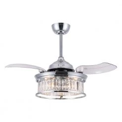 36 in. Indoor Silver Retractable Blades Ceiling Fan with Remote control by matrix decor