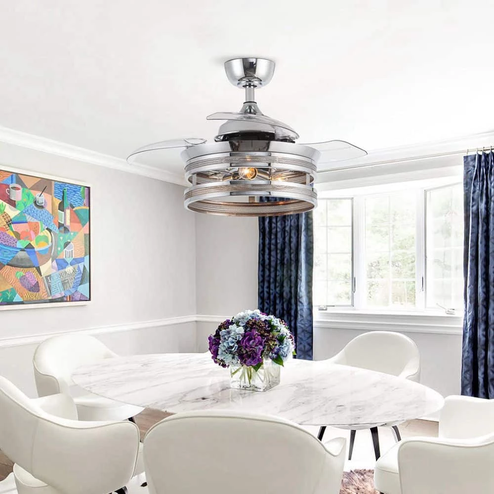 36 in. Indoor Silver Retractable Blades Ceiling Fan with Remote Control by matrix decor 4 36 in. Indoor Silver Retractable Blades Ceiling Fan with Remote Control by matrix decor - Image 2