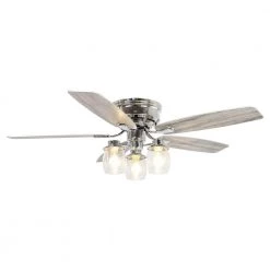 52 in. Indoor Silver Flushed Mounted Ceiling Fan with Light and Remote Control by matrix decor
