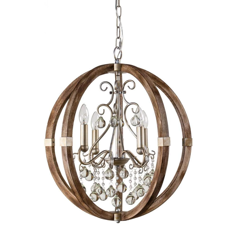 21.65 in. 4-Light Silver Chandelier by matrix decor 7 21.65 in. 4-Light Silver Chandelier by matrix decor - Image 5