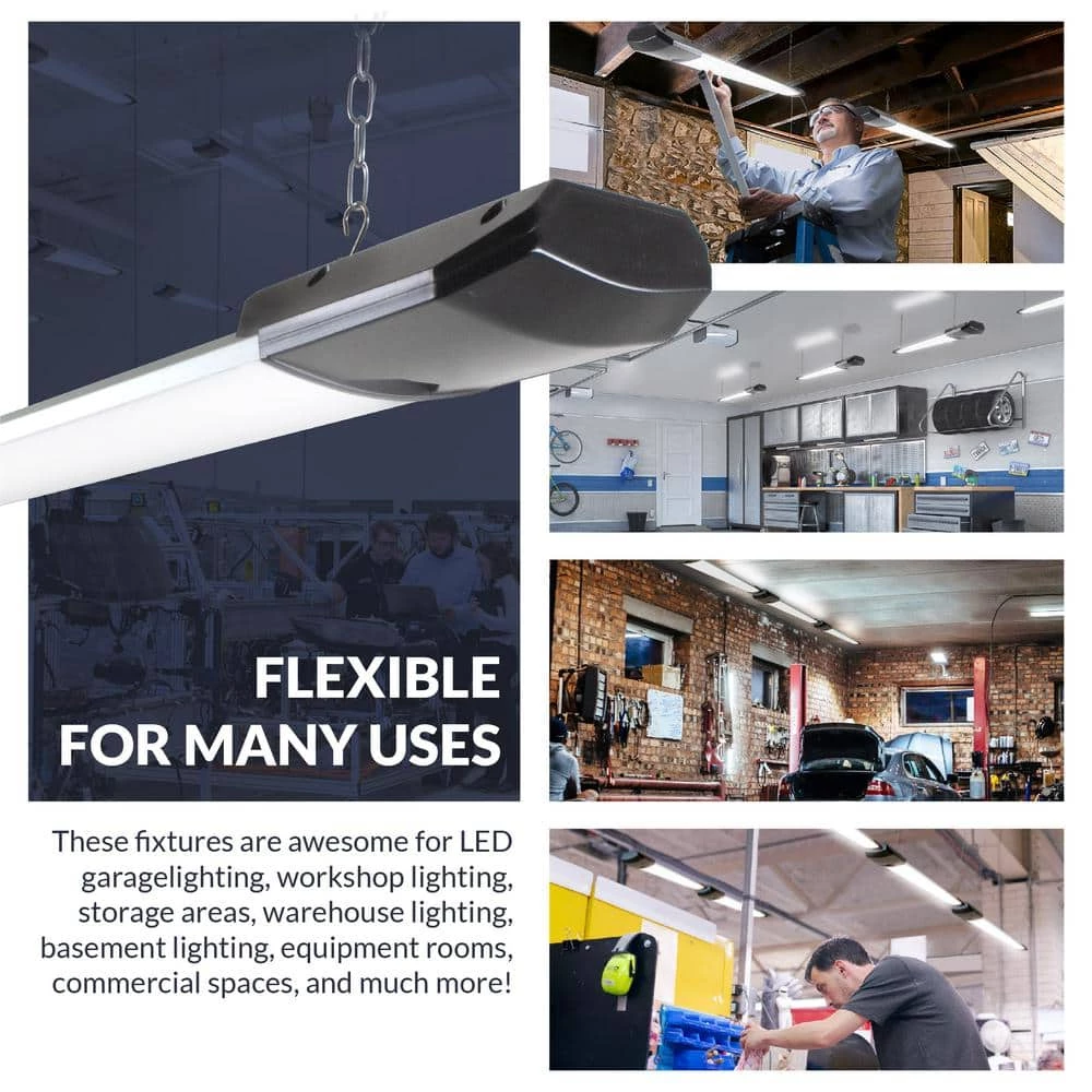 4 ft. 100-Watt (300- Watt Equivalent) Integrated LED 10,000 Lumens 4000K Garage Lighting Shop Light, Silver (4-Pack) by Newhouse Lighting 5 4 ft. 100-Watt (300- Watt Equivalent) Integrated LED 10,000 Lumens 4000K Garage Lighting Shop Light, Silver (4-Pack) by Newhouse Lighting - Image 4