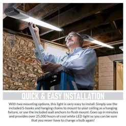 4 ft. 100-Watt (300- Watt Equivalent) Integrated LED 10,000 Lumens 4000K Garage Lighting Shop Light, Silver (4-Pack) by Newhouse Lighting 13 4 ft. 100-Watt (300- Watt Equivalent) Integrated LED 10,000 Lumens 4000K Garage Lighting Shop Light, Silver (4-Pack) by Newhouse Lighting -Heath Zenith Shop silver newhouse lighting shop lights nh shop 10k 4 44 1000