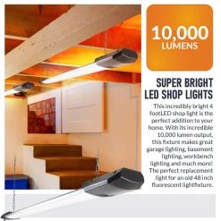 4 ft. 100-Watt (300- Watt Equivalent) Integrated LED 10,000 Lumens 4000K Garage Lighting Shop Light, Silver (4-Pack) by Newhouse Lighting 14 4 ft. 100-Watt (300- Watt Equivalent) Integrated LED 10,000 Lumens 4000K Garage Lighting Shop Light, Silver (4-Pack) by Newhouse Lighting -Heath Zenith Shop silver newhouse lighting shop lights nh shop 10k 4 fa 1000