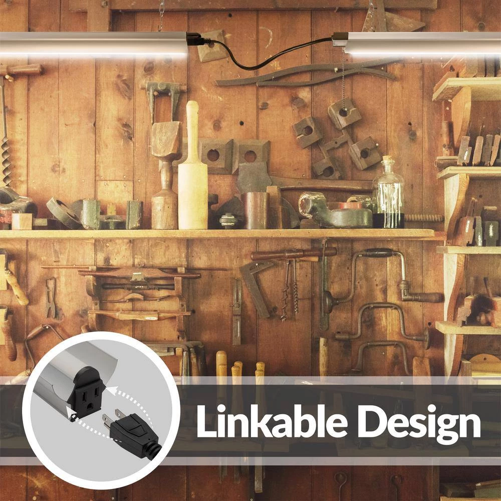 4 ft. 250-Watt Equivalent Integrated LED Silver Shop Light 4000K, Linkable (4-Pack) by Newhouse Lighting 6 4 ft. 250-Watt Equivalent Integrated LED Silver Shop Light 4000K, Linkable (4-Pack) by Newhouse Lighting - Image 5