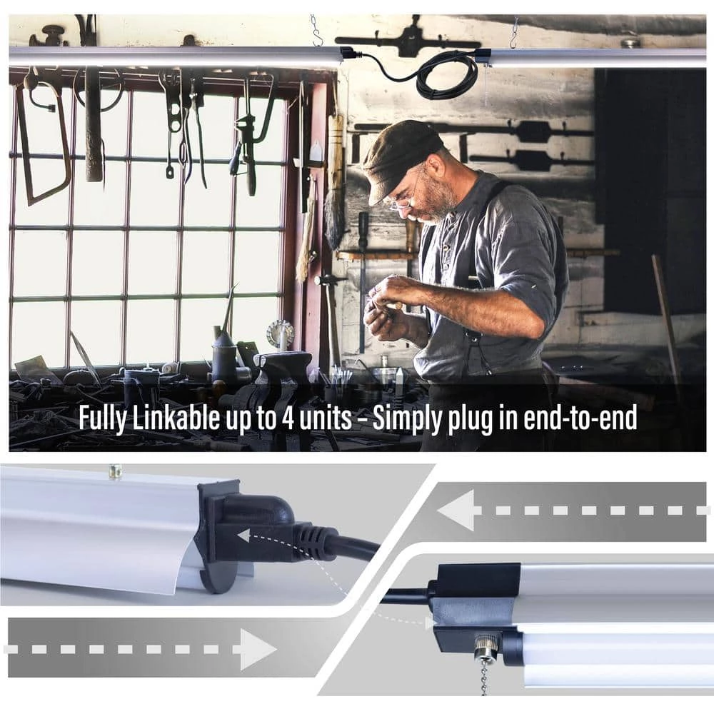 4 ft. 250-Watt Equivalent Integrated LED Silver Shop Light 4000K, Linkable (4-Pack) by Newhouse Lighting 4 4 ft. 250-Watt Equivalent Integrated LED Silver Shop Light 4000K, Linkable (4-Pack) by Newhouse Lighting - Image 3