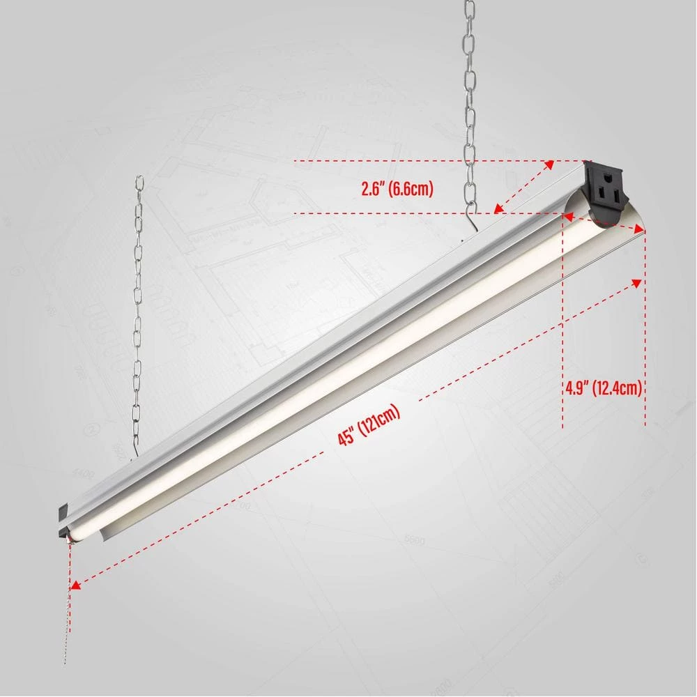 4 ft. 250-Watt Equivalent Integrated LED Silver Shop Light 4000K, Linkable (4-Pack) by Newhouse Lighting 3 4 ft. 250-Watt Equivalent Integrated LED Silver Shop Light 4000K, Linkable (4-Pack) by Newhouse Lighting - Image 2