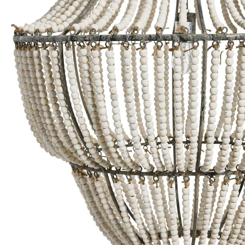 Bungalow Lane 1-Light White Washed Beaded Chandelier by 3R Studios 6 Bungalow Lane 1-Light White Washed Beaded Chandelier by 3R Studios - Image 4