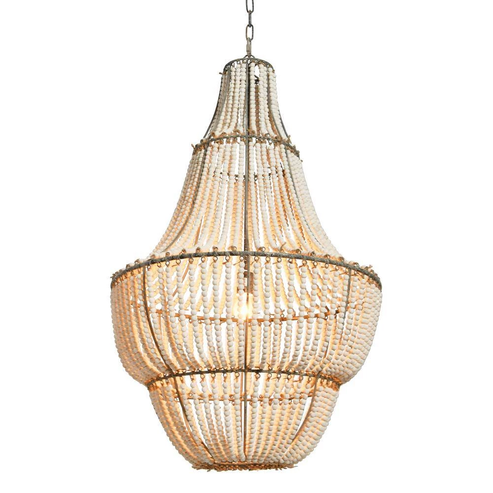 Bungalow Lane 1-Light White Washed Beaded Chandelier by 3R Studios 4 Bungalow Lane 1-Light White Washed Beaded Chandelier by 3R Studios - Image 2