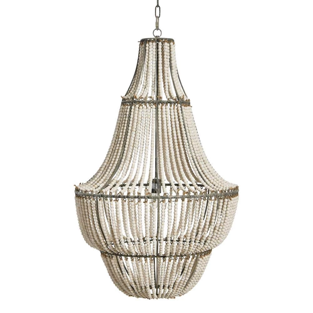 Bungalow Lane 1-Light White Washed Beaded Chandelier by 3R Studios 8 Bungalow Lane 1-Light White Washed Beaded Chandelier by 3R Studios - Image 6