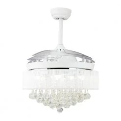 46 in. LED Indoor White Downrod Mount Retractable Ceiling Fan with Light Kit and Remote Control by matrix decor 12 46 in. LED Indoor White Downrod Mount Retractable Ceiling Fan with Light Kit and Remote Control by matrix decor -Heath Zenith Shop white matrix decor ceiling fans with lights md f4601wh110v 1f 1000