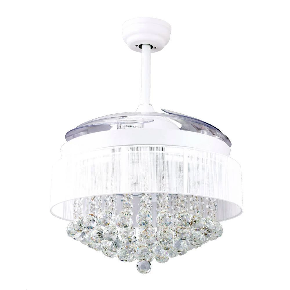 46 in. LED Indoor White Downrod Mount Retractable Ceiling Fan with Light Kit and Remote Control by matrix decor 7 46 in. LED Indoor White Downrod Mount Retractable Ceiling Fan with Light Kit and Remote Control by matrix decor - Image 5