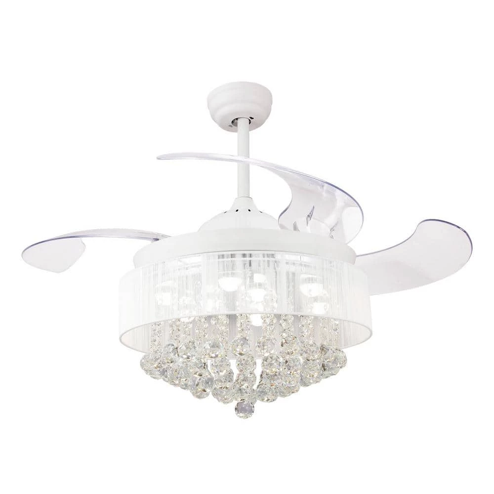 46 in. LED Indoor White Downrod Mount Retractable Ceiling Fan with Light Kit and Remote Control by matrix decor 3 46 in. LED Indoor White Downrod Mount Retractable Ceiling Fan with Light Kit and Remote Control by matrix decor