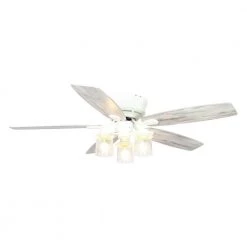 52 in. Indoor White Flushed Mounted Ceiling Fan with Light and Remote Control by matrix decor