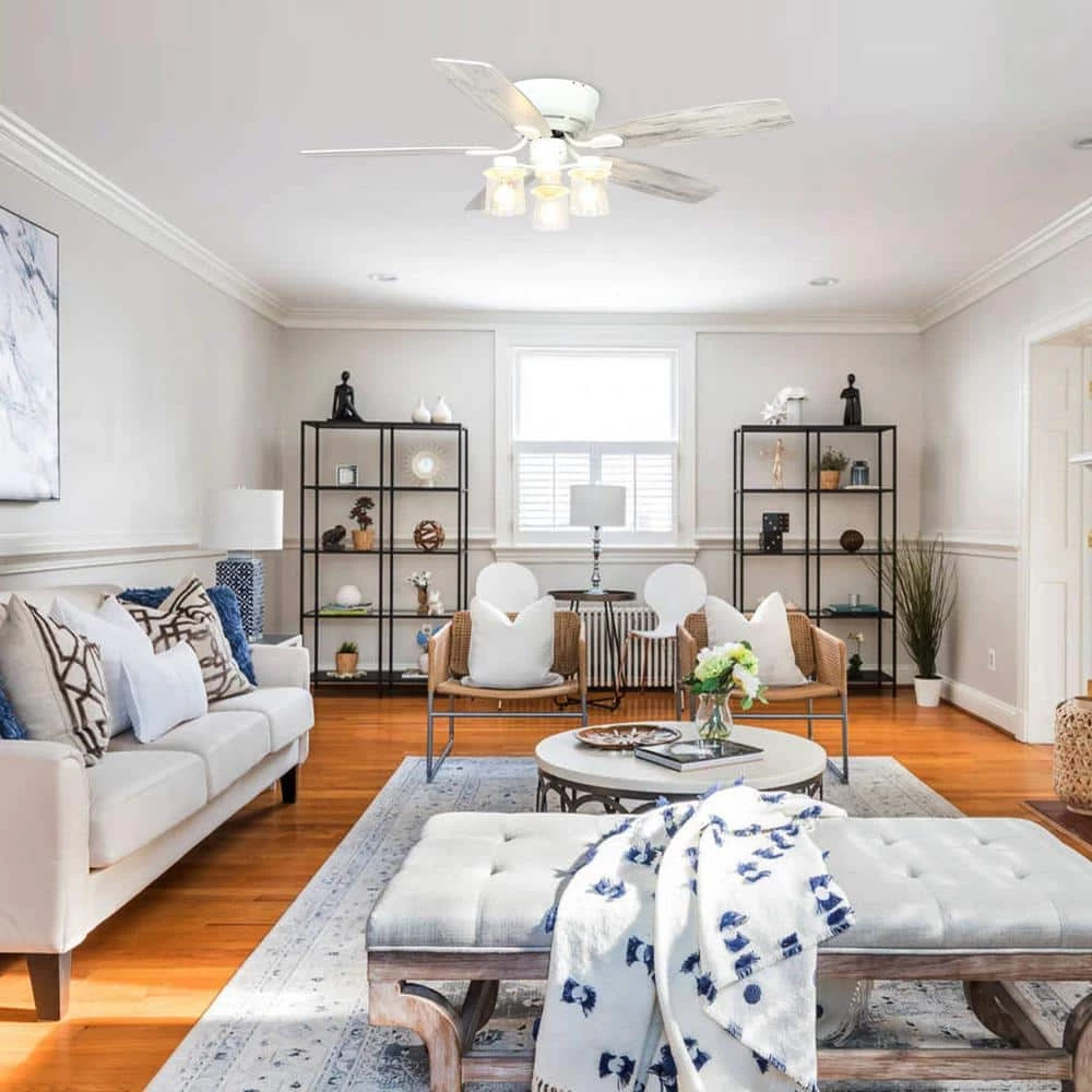 52 in. Indoor White Flushed Mounted Ceiling Fan with Light and Remote Control by matrix decor 4 52 in. Indoor White Flushed Mounted Ceiling Fan with Light and Remote Control by matrix decor - Image 2