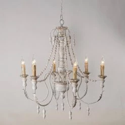 29.52 in. 6-Light Antique White Candle Style Chandelier by matrix decor -Heath Zenith Shop white matrix decor chandeliers md bb8817 6110v 1f 1000