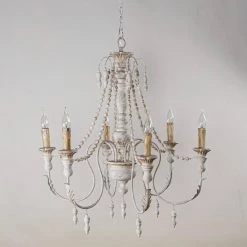 29.52 in. 6-Light Antique White Candle Style Chandelier by matrix decor -Heath Zenith Shop white matrix decor chandeliers md bb8817 6110v 44 1000