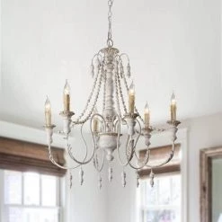 29.52 in. 6-Light Antique White Candle Style Chandelier by matrix decor -Heath Zenith Shop white matrix decor chandeliers md bb8817 6110v 4f 1000