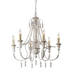 29.52 in. 6-Light Antique White Candle Style Chandelier by matrix decor