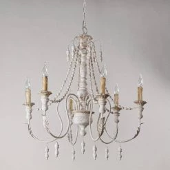 29.52 in. 6-Light Antique White Candle Style Chandelier by matrix decor -Heath Zenith Shop white matrix decor chandeliers md bb8817 6110v fa 1000