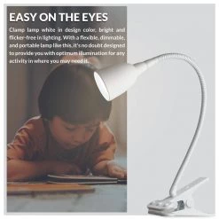 22 in. Olivia Clip Light for Desk, Gooseneck Clamp LED Reading Light, Flexible and Dimmable, White by Newhouse Lighting -Heath Zenith Shop white newhouse lighting desk lamps nhclp ol wh 1d 1000