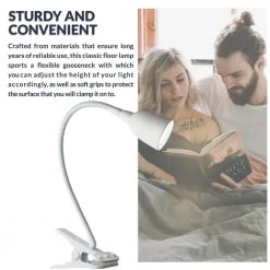 22 in. Olivia Clip Light for Desk, Gooseneck Clamp LED Reading Light, Flexible and Dimmable, White by Newhouse Lighting -Heath Zenith Shop white newhouse lighting desk lamps nhclp ol wh 77 1000