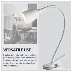 22 in. Olivia Clip Light for Desk, Gooseneck Clamp LED Reading Light, Flexible and Dimmable, White by Newhouse Lighting -Heath Zenith Shop white newhouse lighting desk lamps nhclp ol wh c3 1000