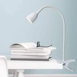 22 in. Olivia Clip Light for Desk, Gooseneck Clamp LED Reading Light, Flexible and Dimmable, White by Newhouse Lighting -Heath Zenith Shop white newhouse lighting desk lamps nhclp ol wh d4 1000