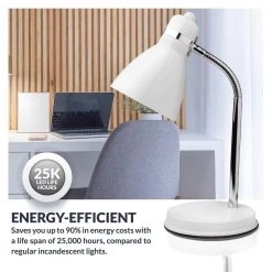 13 in. Oxford Classic White Desk Lamp with A15 LED Light Bulb Included, Reading Light for Home Nightstand, Warm White by Newhouse Lighting -Heath Zenith Shop white newhouse lighting desk lamps nhdk ox wh 44 1000